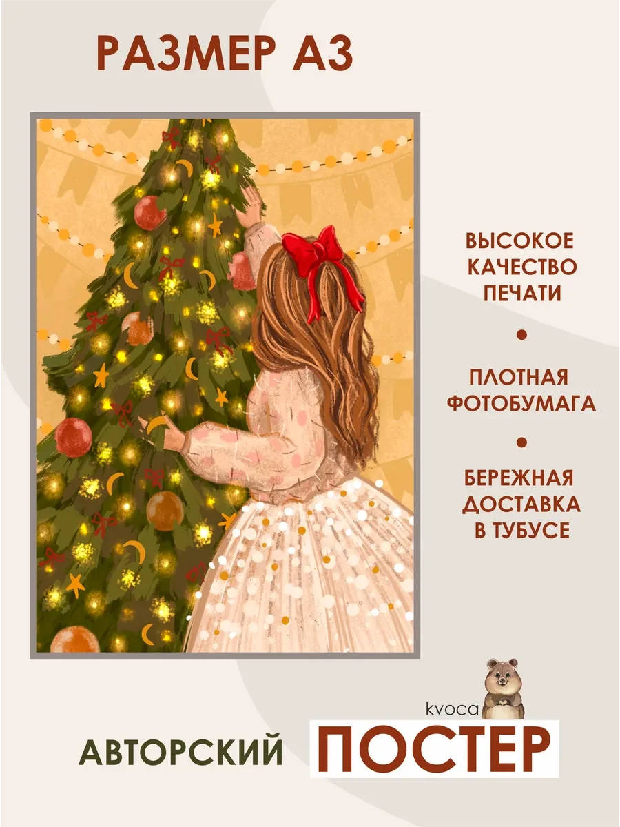 Новогодний постер пушистая ёлочка — фото 2
