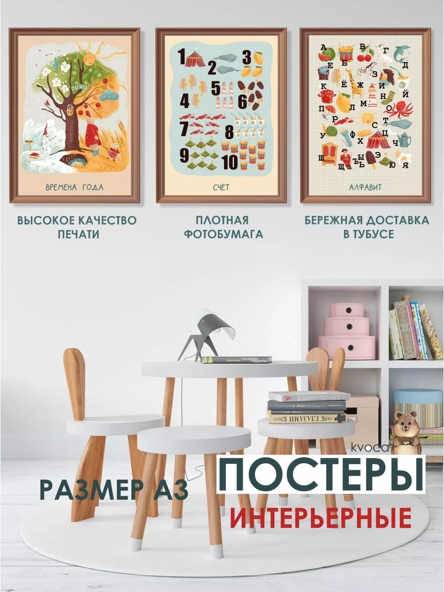 Постеры счёт алфавит времена года